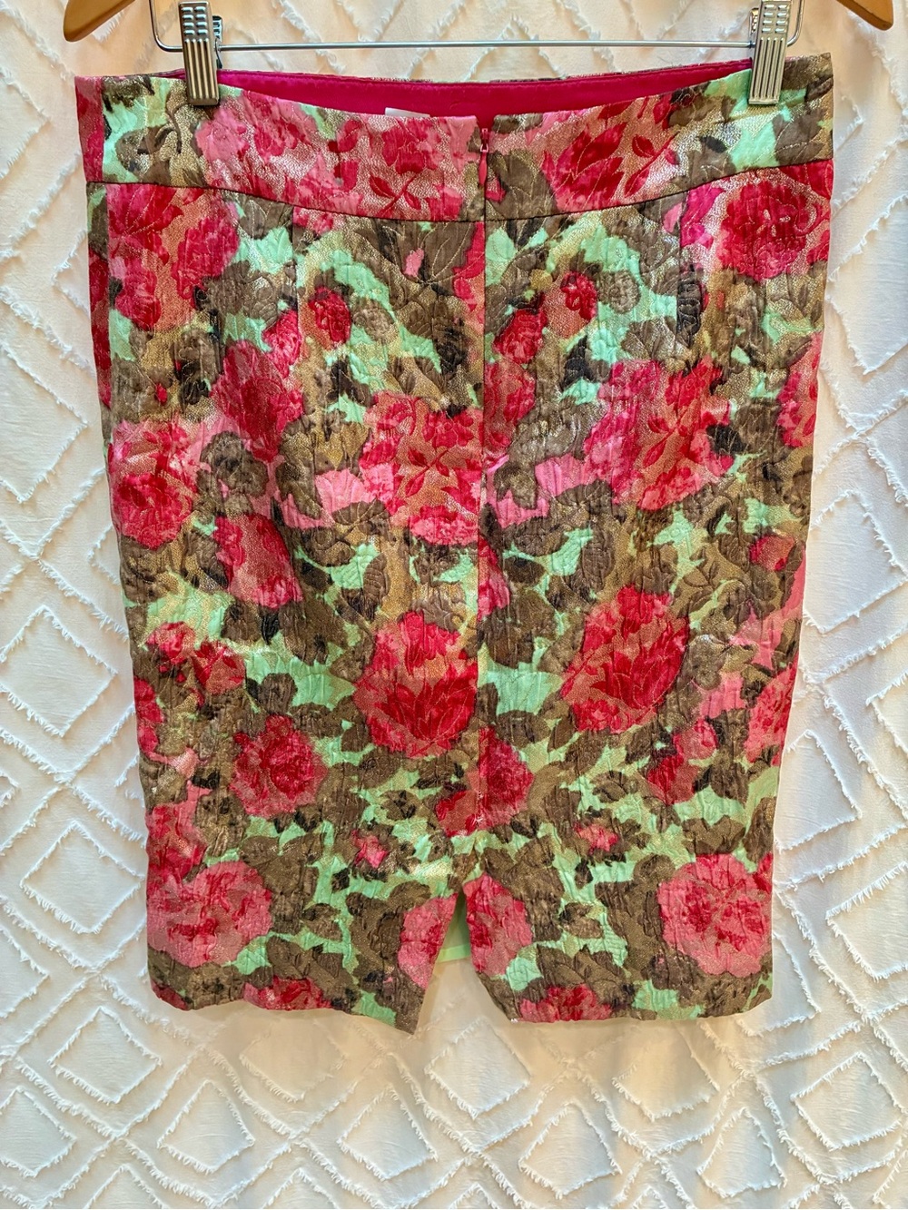 J Crew Metallic Floral Jacquard Pencil Skirt 10 - Picture 2 of 4